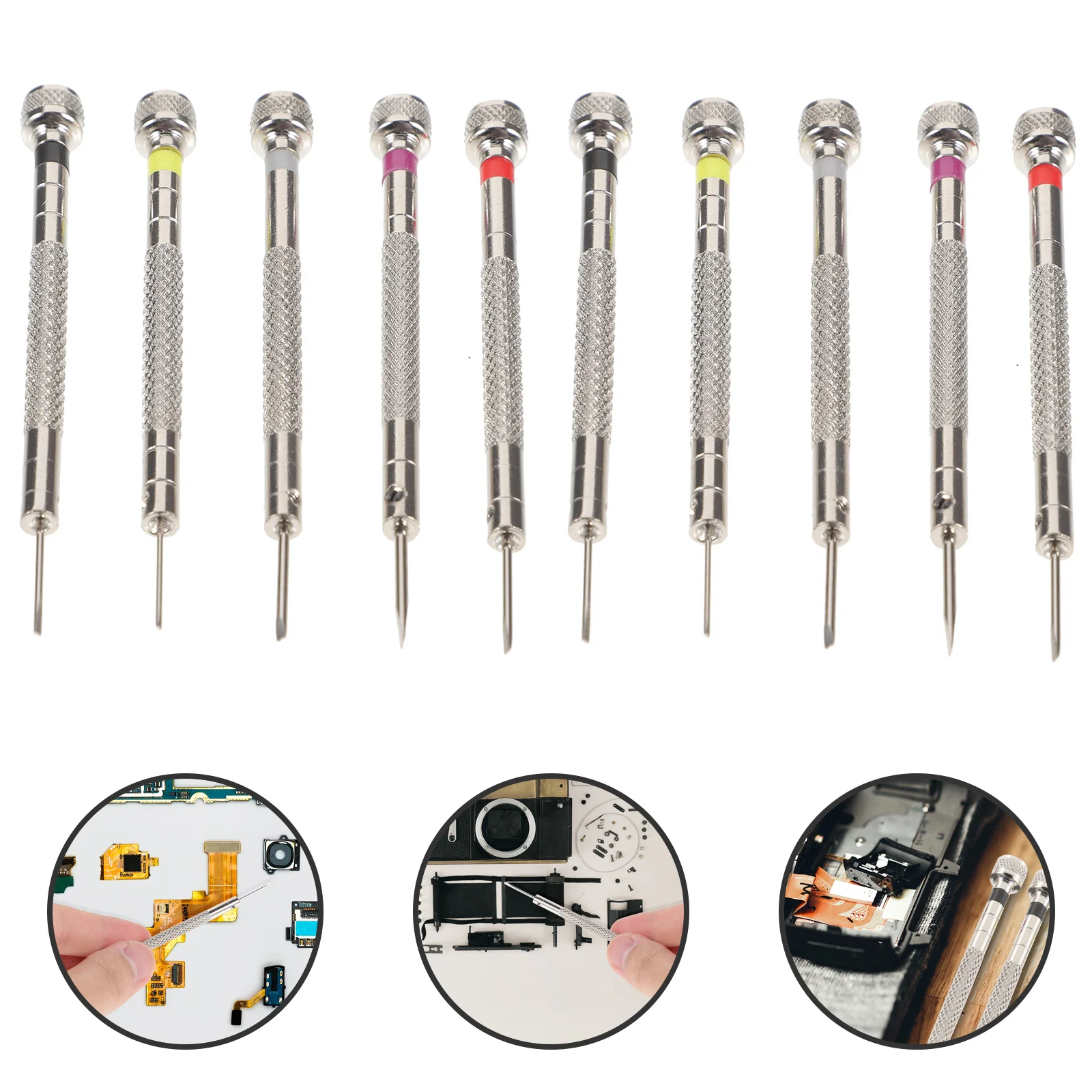 

1 Set Screwdriver Set Stainless Steel Non-Slip Handle Swivel Head For Watch Glasses Repair Eyewear Tools Mini