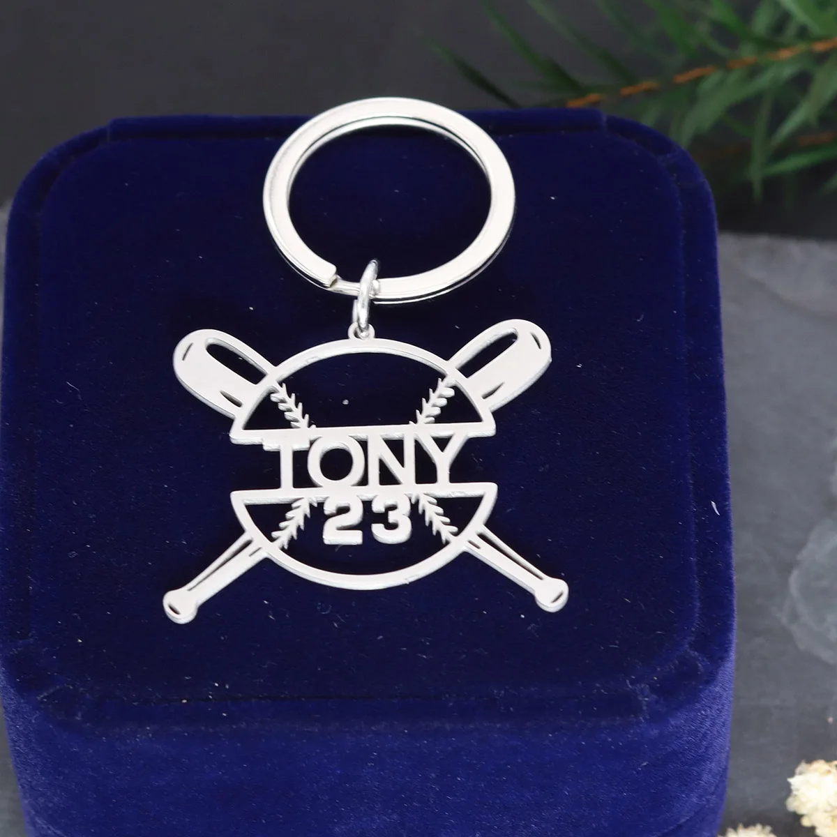 Custom Name Baseball Keychain Stainless Steel Pendant Keychains For Women Men Nameplate Keyring Customized Jewelry
