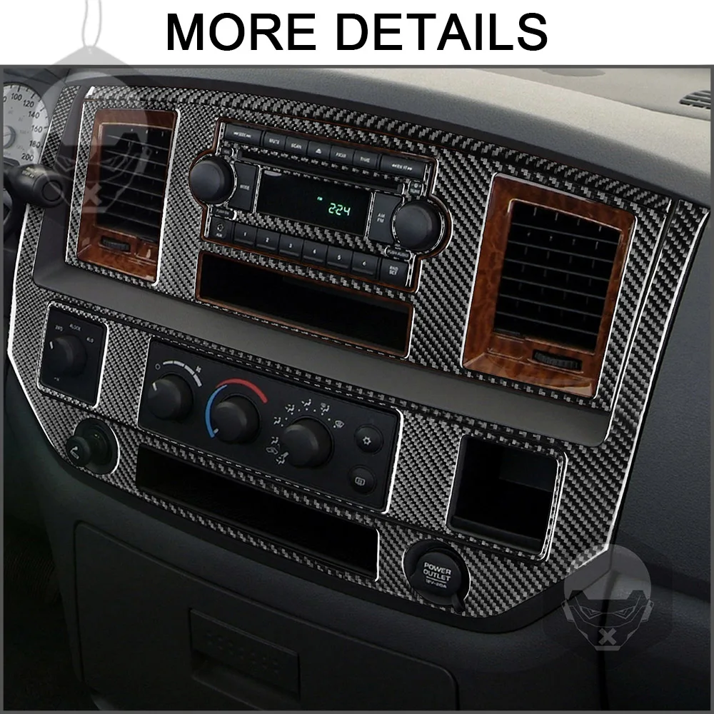 For Dodge Ram Trucks 1500 2006-2008 2500/3500 06-09 Carbon Fiber Center Control Panel Frame Radio Air Vent Decoration Sticker