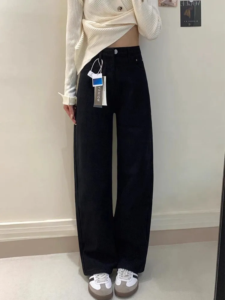 Bla Fce اصطف ثي مستقيم الساق الجينز المرأة ربيع جديد حجم كبير الاغراء عالية الخصر إخفاء الورك سليم بنطال ذو قصة أرجل واسعة #2