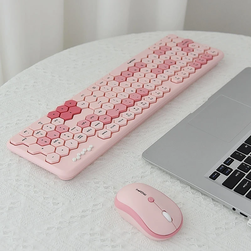 Honey Wireless Keyboard And Mouse Set For Girls, Cute, Creative, Ling Shaped, Personalized, Unlimited Keyboard, Laptop, Tablet