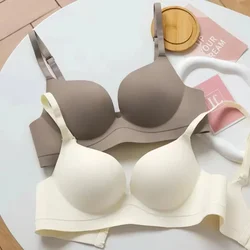 Women Gathered Seamless Lingerie Solid Small Breast Wireless Push Up Bra One Piece Thickened Comfortable Anti Sagging Invisible