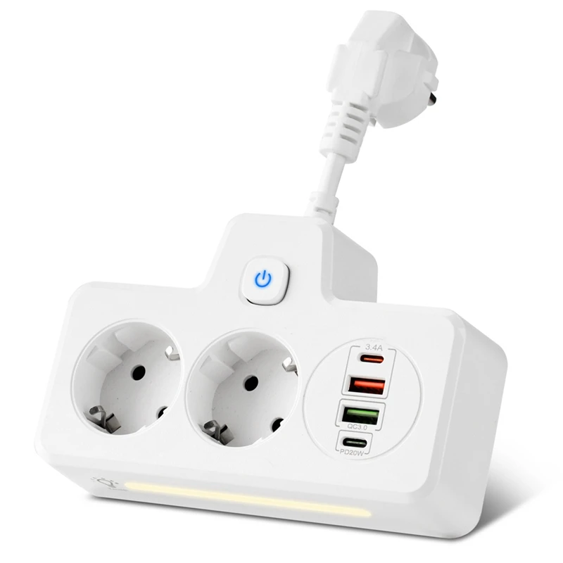 

EU Plug Outlet Power Strip Wall Socket Expansion Plug PD QC3.0 Fast Charge Multitap USB Charge With Switches Durable Easy To Use