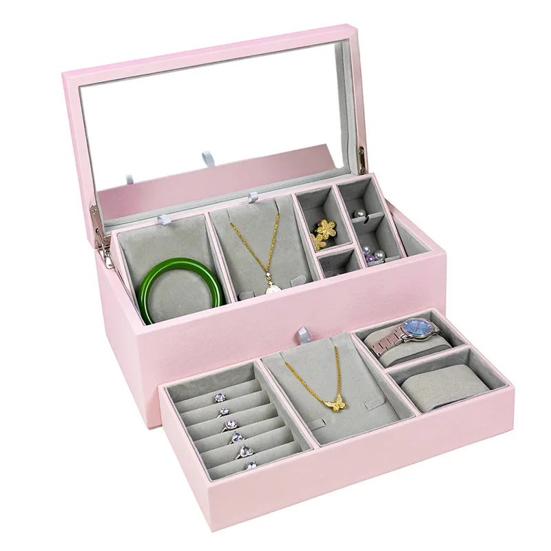 

Large-capacity Jewelry Storage Box Portable Necklace Earring Storage Boxes Women's Necklaces Bracelets Organizer Container