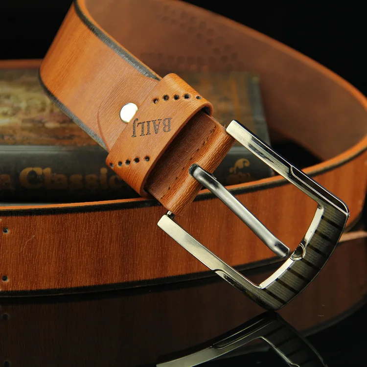 Ceinture en jean marron pour hommes, nouveauté, à boucle ardillon, lettres, décontractée, mode rétro, ajouré, de bonne qualité, modèles en rafale, 3.7cm