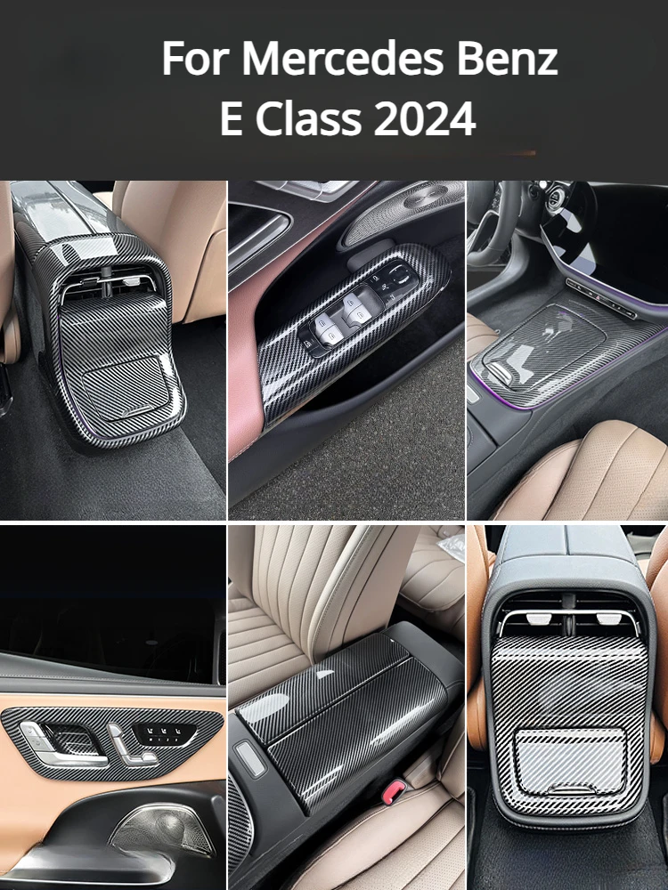 For Mercedes Benz E Class 2024 W214 E300 E260 Center Console Panel Trim Cover ABS Anti-Scratch Rear Air Outlet Cover Sticker