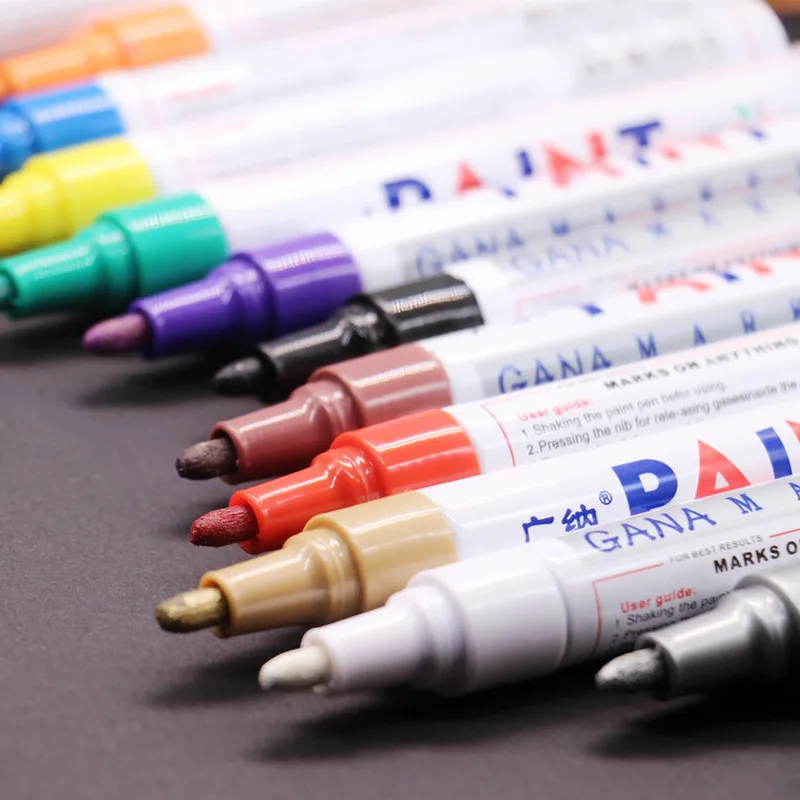 12 Colors Set Waterproof Permanent Oily Paint Marker Pen Car Tyre Tires Tread CD Mark Metal Wood School Art Graffti Stationery