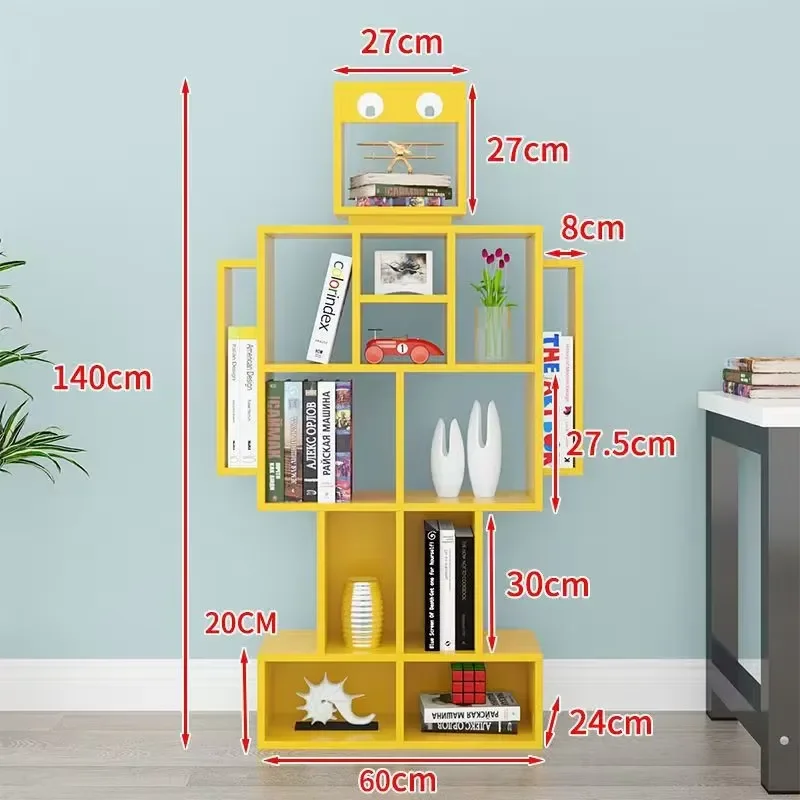 Creative Robot Bookshelf Floor Standing Cartoon Storage Cabinet for Kindergarten Kids Picture Books Fashion Student