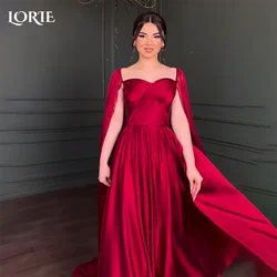 LORIE Shawl Sleeve Formal Evening Dresses Corset A-Line Pleats Prom Gown Satin Sweetheart Backless Evening Party Dress Customize