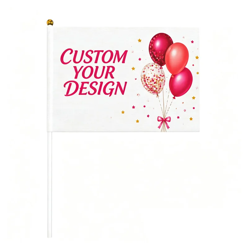 10pcs/ 20pcs/30pcs Custom Handheld Mini Flags, Plastic Pole Stick Flag, For Wedding, Business, Birthday Party Decor, Party Favor