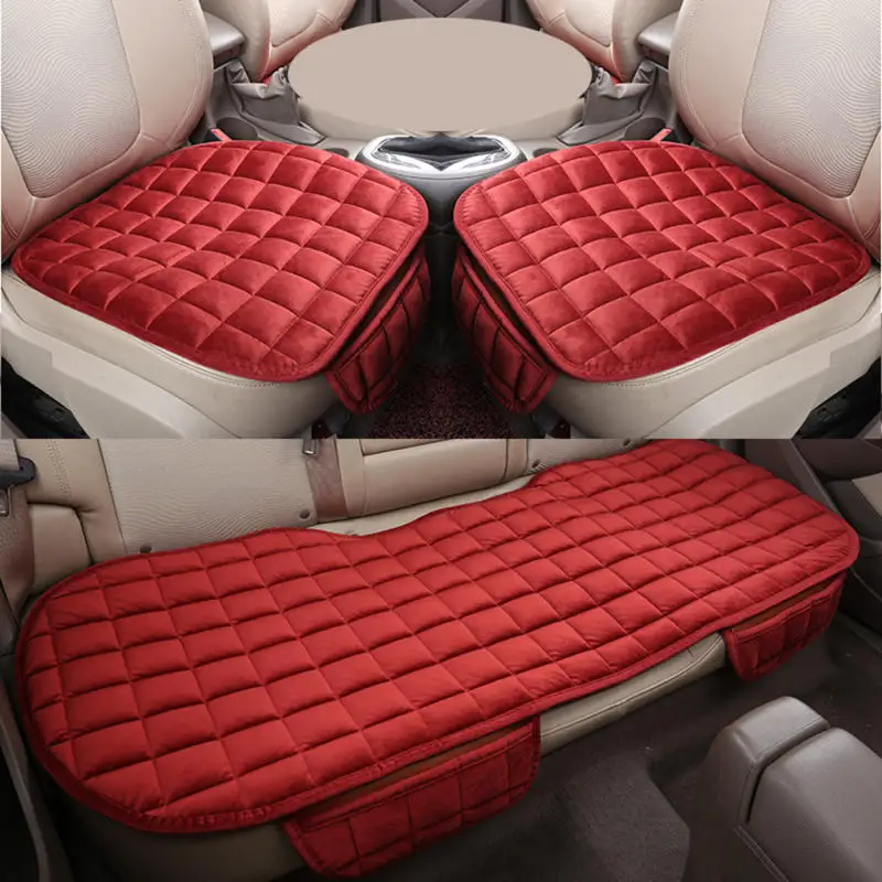 Plush Car Seat Cover Front Rear Cushion Breathable Protector Solid Warm Mat Pad Universal Auto Interior Styling Truck Suv Van