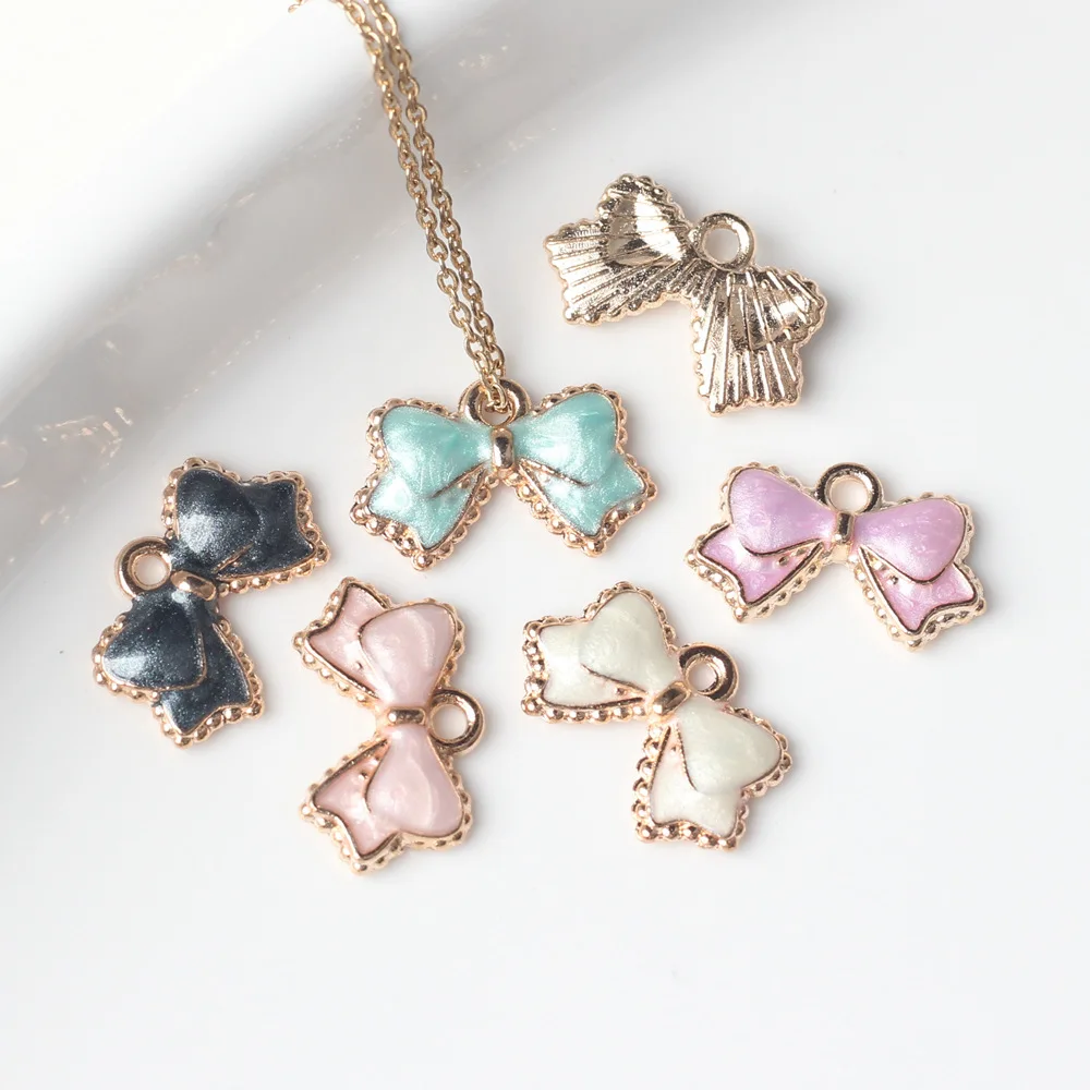 10pcs Alloy Bowknot Inlay Shape Pendant Earring Ornament Necklace Bracelet Jewelry Making DIY Handmade Accessories Craft Fashion