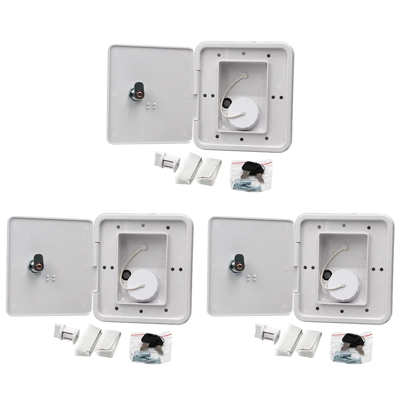 

Ac29-3X RV Gravity Water Filler Square Hatch Water Box With Key Screw RV Trailer Caravan Accessories