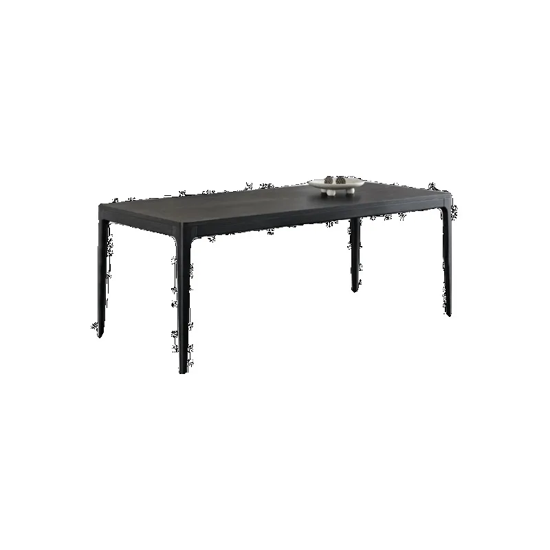 

Nordic black solid wood dining table living room minimalist ash wood desk log rectangular negotiation table