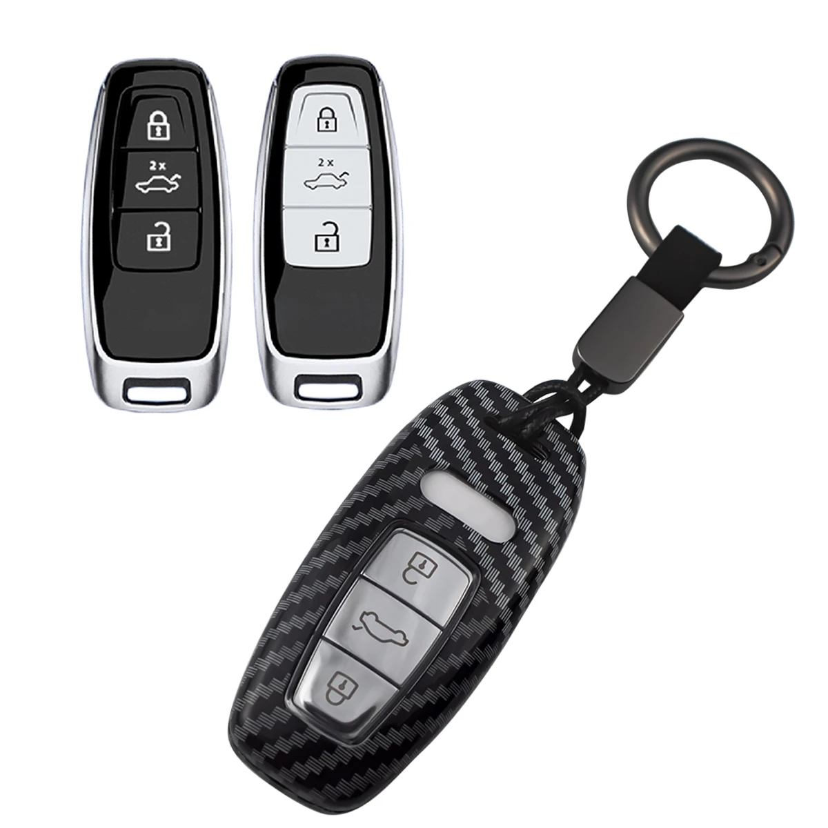 ChinaDual Color Carbon Fiber Black Car Key Case For Audi A3/S3 A6(C8) A7 A8 Q7 Q8 e-tron Sportback/GT S6 S7 S8