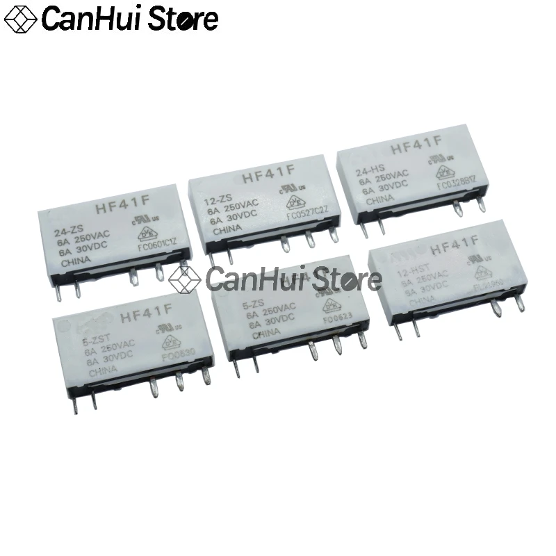 HF Relay HF41F-5-ZS 5V HF41F-12-ZS 12V HF41F-24-ZS 24V HF41F-24-HS(555) 5VAC 5Pin Power relay HF41F 41F-1Z-C2-1 HS/HST/ZST/ZSTG