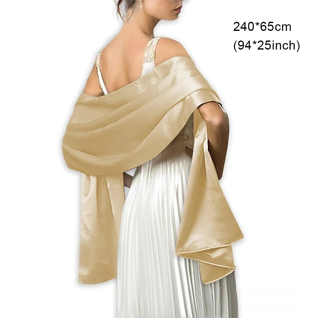 Ceremony Dance Ball Women Satin Shawl Girls Evening Party Stylish Decorative Long Scarf Simple Design Decor