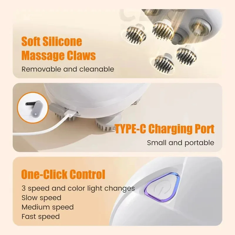 الكهربائية فروة الرأس مدلك العجن تهتز جهاز رئيس الكتف الرقبة تدليك الأنسجة العميقة الاسترخاء الحيوانات الأليفة القط أداة العناية بالجسم