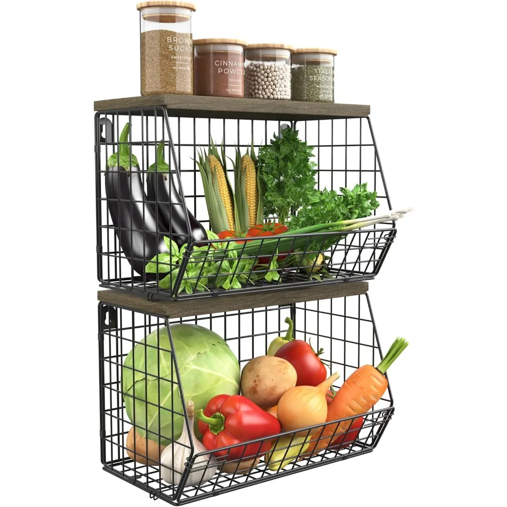 

Подвесные кухонные корзины, подвесные корзины для организации настенной корзины для овощей, корзина для хранения картофеля и лука, проволочное хранилище c