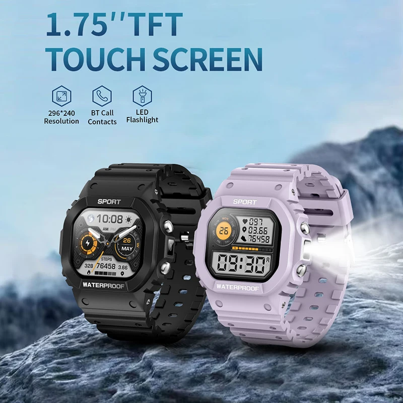 NAMOFOTO nuevo reloj inteligente Bluetooth llamada 1,75 ''100 + modos deportivos reloj inteligente SOS linterna LED brújula Monitor de ritmo cardíaco reloj