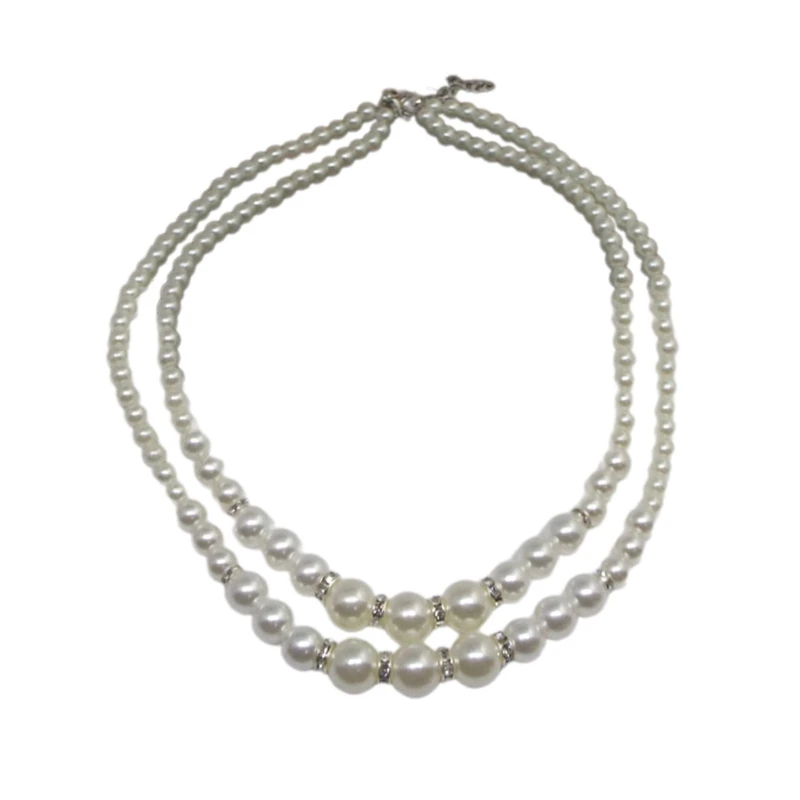 M2EA Double Layer Necklace Beads Necklaces Pearls Necklaces Women Pearls Neck Jewelry