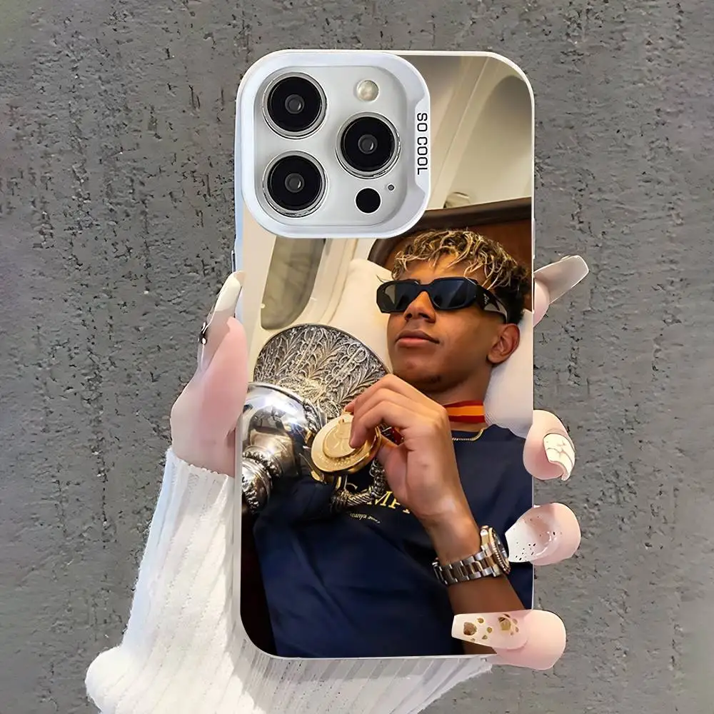 حافظة هاتف لكرة القدم 19 L-Lamines لهاتف iPhone 17,16,15,14,13,12,11,Pro,XS,Max,Plus,Mini,SE غطاء مقاوم للصدمات من الحلوى البيضاء غير اللامعة