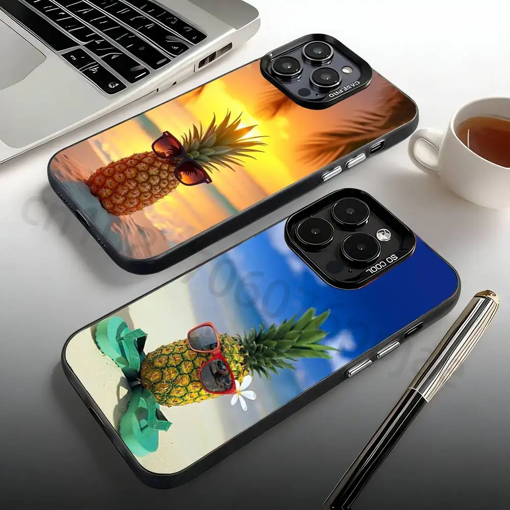 

Vacation Pineapple Phone Case For iPhone 17,16,15,14,13,12,11,Pro,Max,Plus,Mini Candy Matte Shockproof Cover