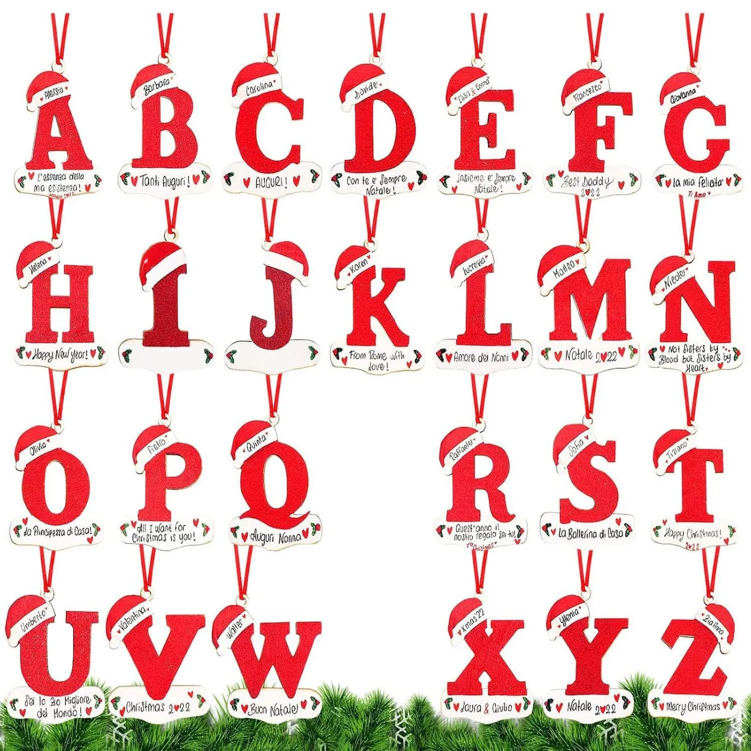 

Acrylic A-Z Christmas Letter Pendant Christmas Decorations for Home Cristmas Tree Ornaments Navidad Gifts New Year