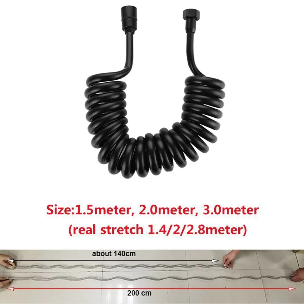 1.5/2/3 Meter Flexible Spring Shower Hose Telephone Line Style Anti-wrap Bath Sprayer Connect Pipe Retractable Large Flow