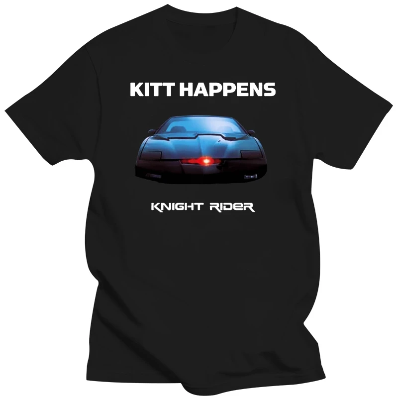 Knight Rider Kitt Happens Funny Muscle Car 80'S Action Tv Show New Black T-Shirt High Quality Tee Shirt