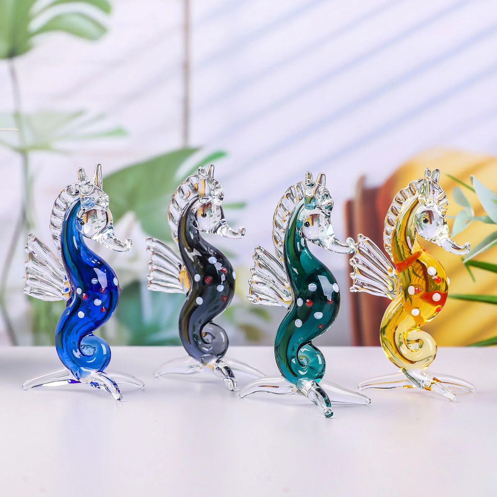 Crystal Seahorse Figurine Glass Hippocampus Colorful Sea Life Gifts Jewelry Accessories