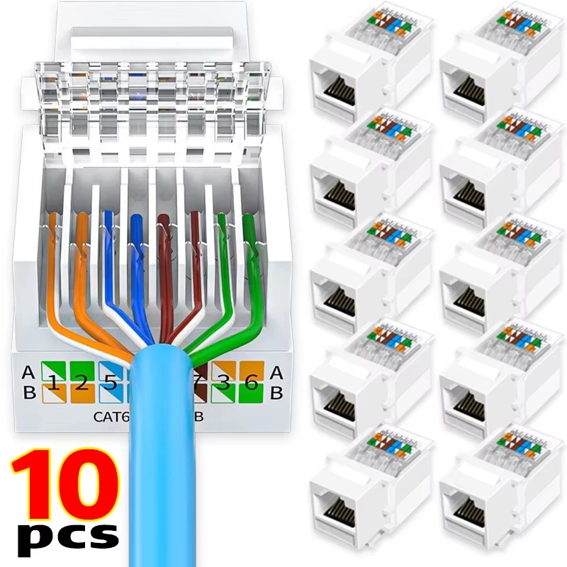 CAT6 Crystal Head Punch Down Connector Wall Adapter CAT6 Cable Patch Panel For Wall Adapter Coupler RJ45 Connector Accessories