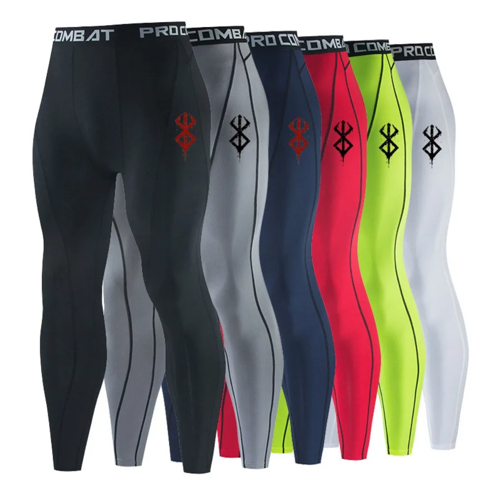 Multi-color Men's High-Elastic Quick-Dry Fitness Tights, Compression Base Layer Pants for Basketball Training