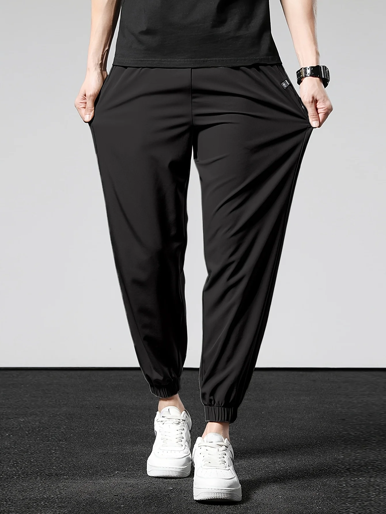 

Ice silk stretch sports pants men's summer thin pants quick-drying casual drooping feet fat plus fat size pants