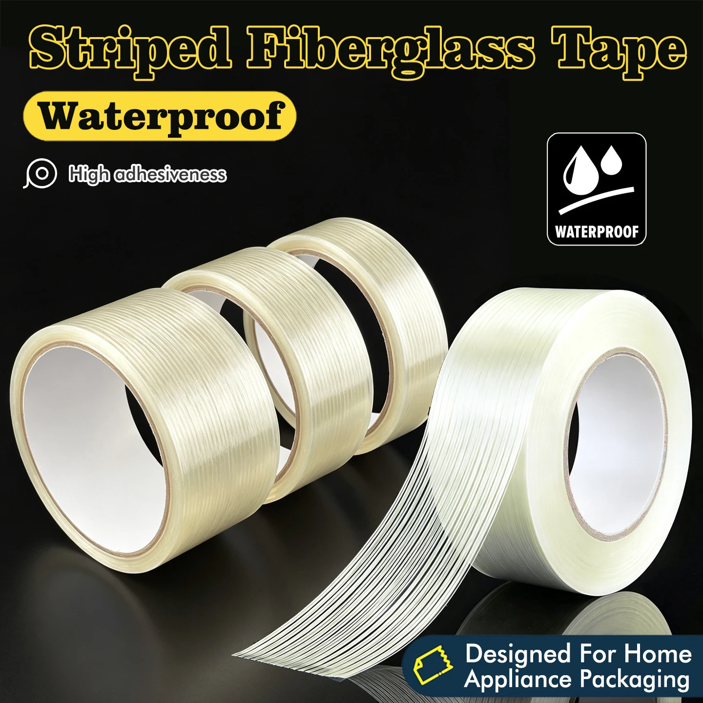 Striped Fibre Tape: Heat-resistant, High-tensile Strength, for Packaging and Securing Electrical Items – Mesh Fibre Tape