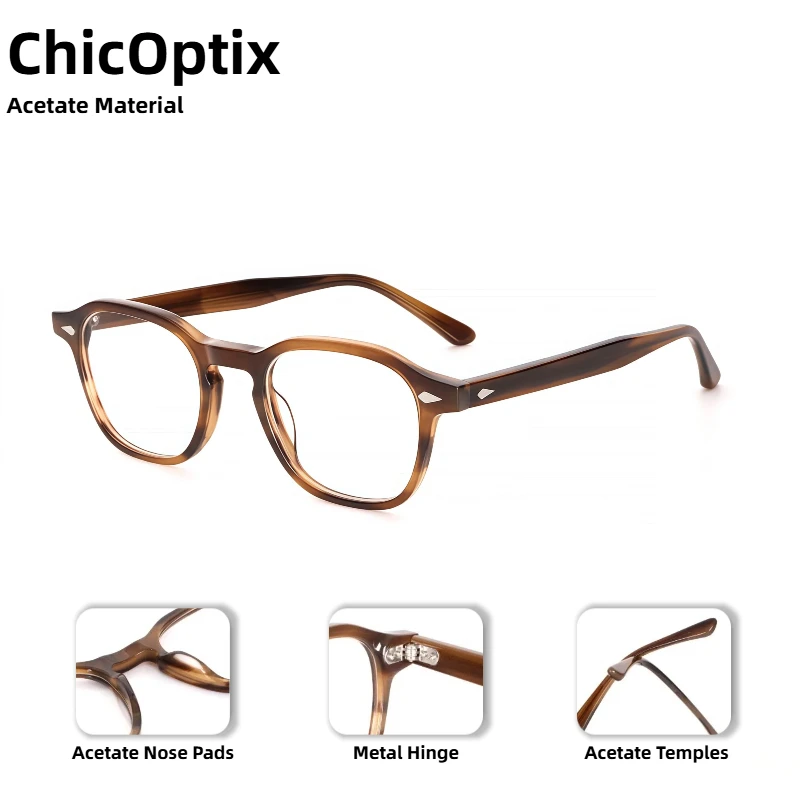 

Literary Retro Fashion Round Frame Women's Optical Glasses Johnny Depp Men's Classic High-Quality Acetate Decorative Glasses