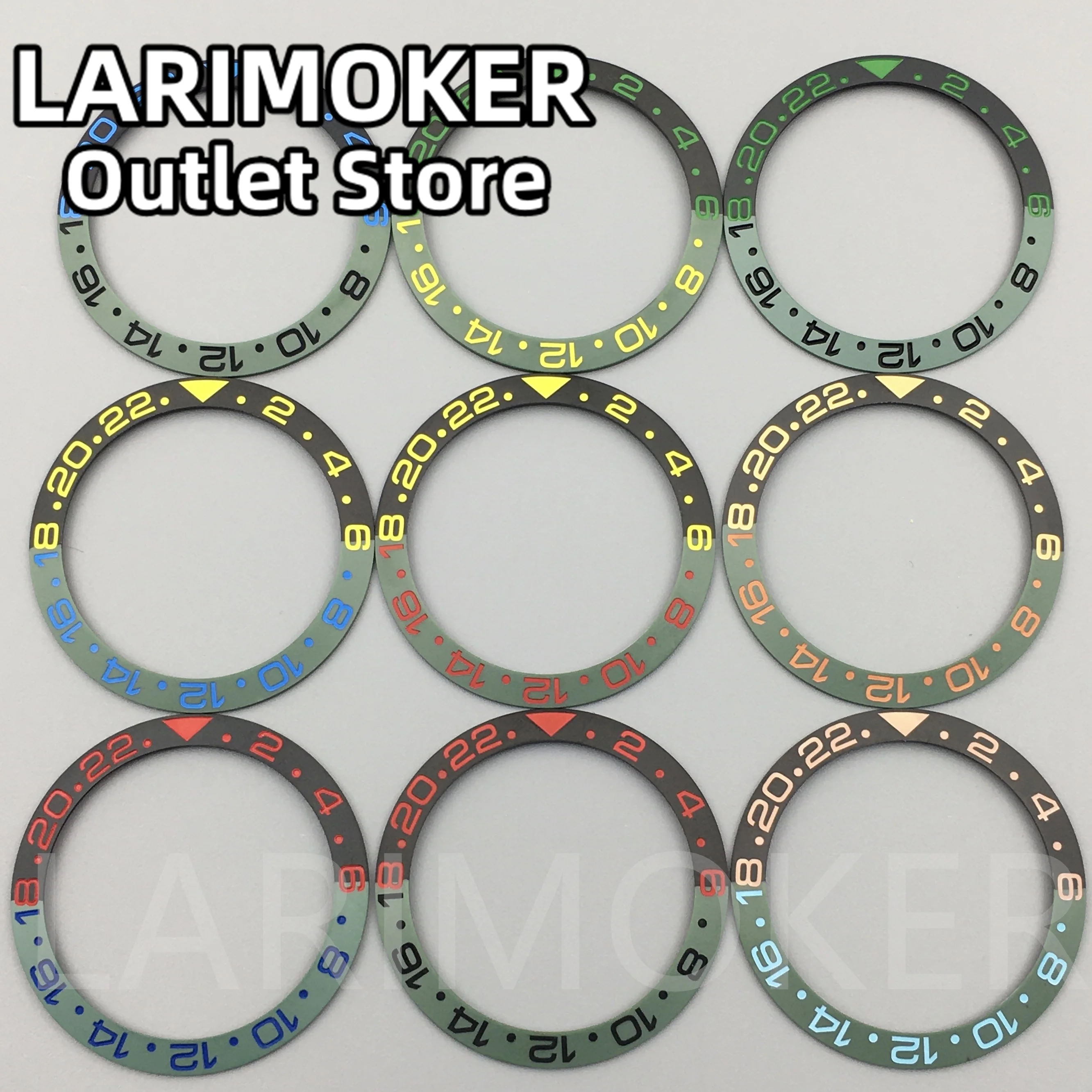 LARIMOKER 38mm Colourful Diameter ceramics Watch Bezel Insert Fit For 40mm Watch Case