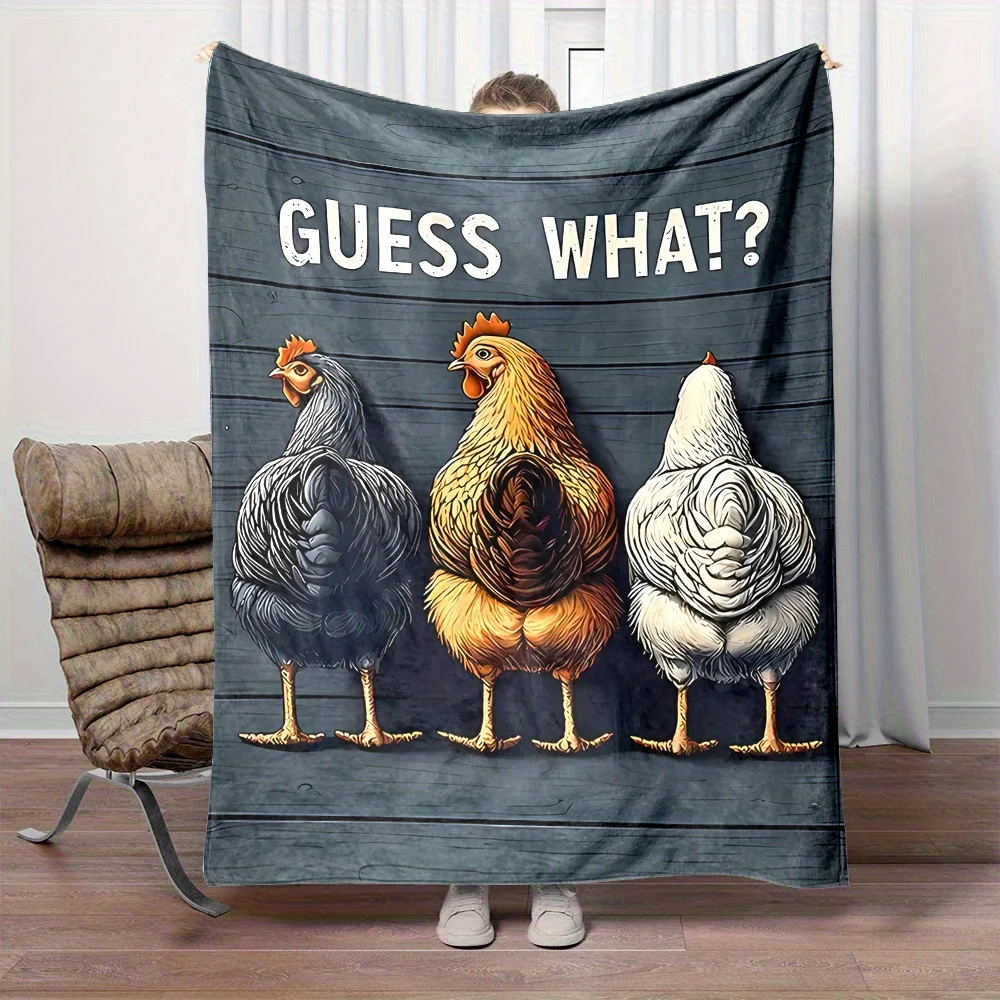 Personalized Chicken Blanket Name Funny Art Soft Fleece Throw Gift Home Decor Farm Theme