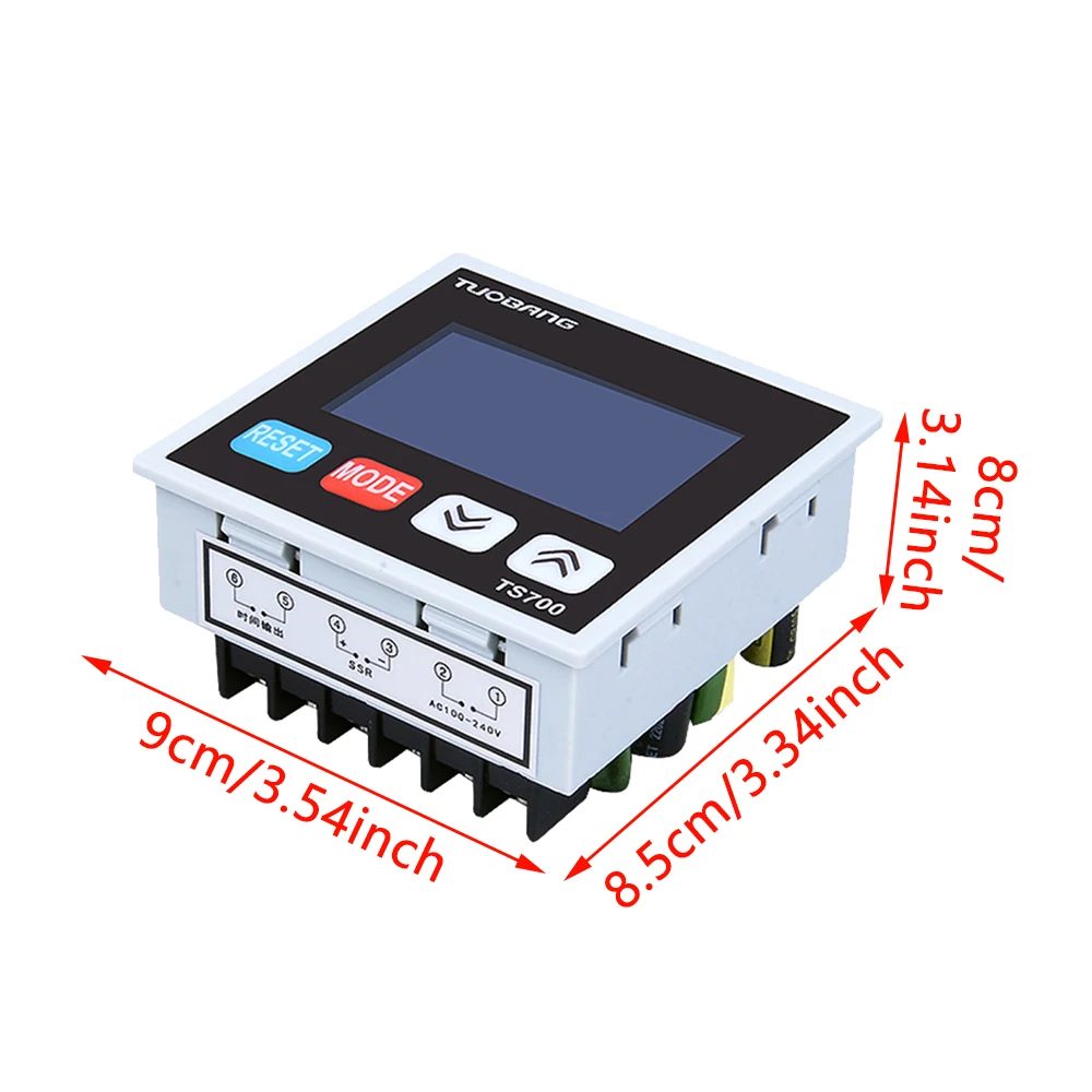 TS700 AC110V 220V Digital Temperature Controller Time Relay Counter LCD Digital Display 30A High Power Relay Switch