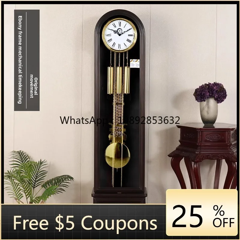 L2-3  European floor clock living room ebony solid wood decoration floor clock mechanical time clock