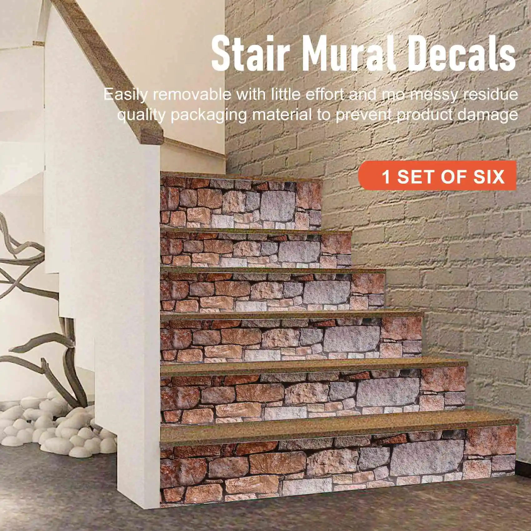 AS94-3D Stair Sticker Murals Wall Decal-Vintage Landscape Staircase Sticker Mural Tile Step Stair Risers Sticker Removable Peel