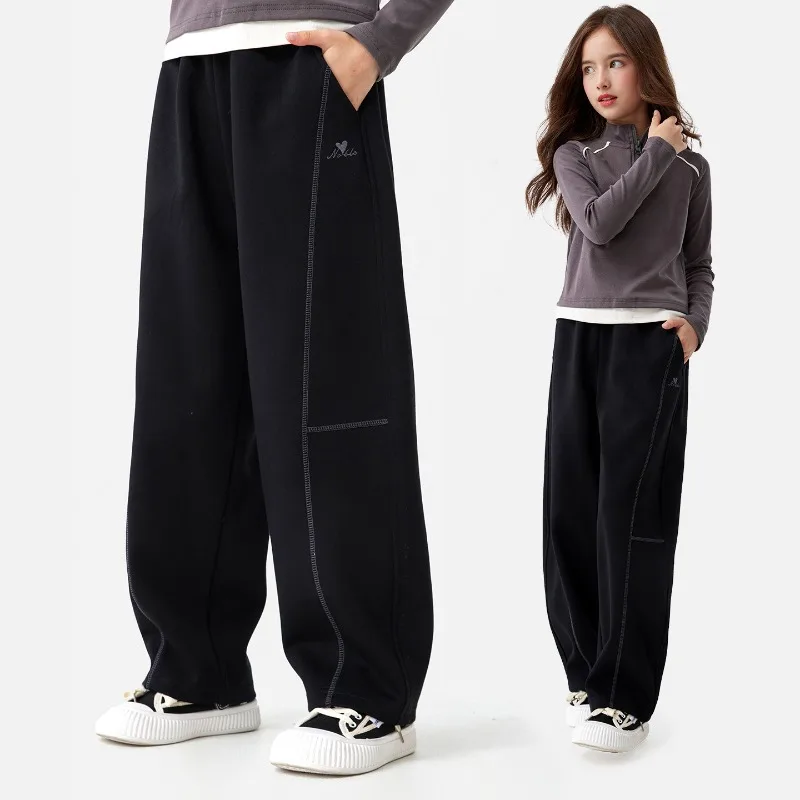 UNITIM 2026 Herbst 4-16 Jahre Mädchen Sporthose Lose Kinder Mädchen Gerade Hose Elastischer Bund Junge Teenager Mädchen Jogginghose – Detail 7