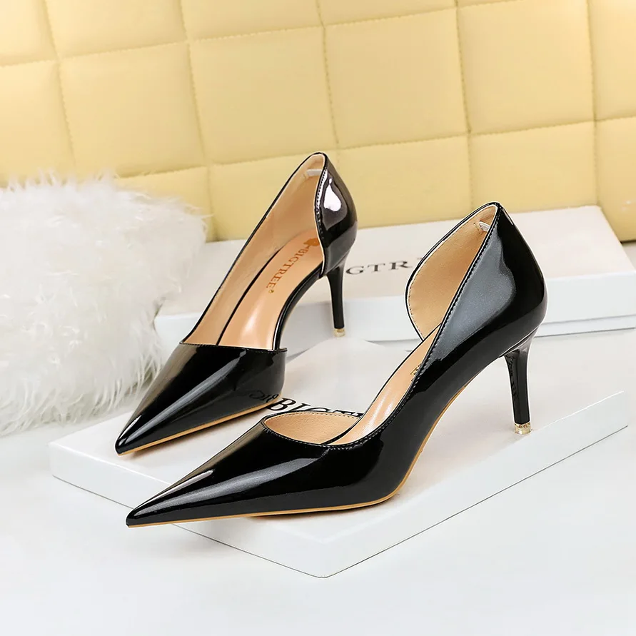 BIGTREE 2023 New Spring Yellow Ladies Pumps Pointed Toe Sexy Thin High Heels Fashion Shallow Pumps Stiletto Party Office Shoes