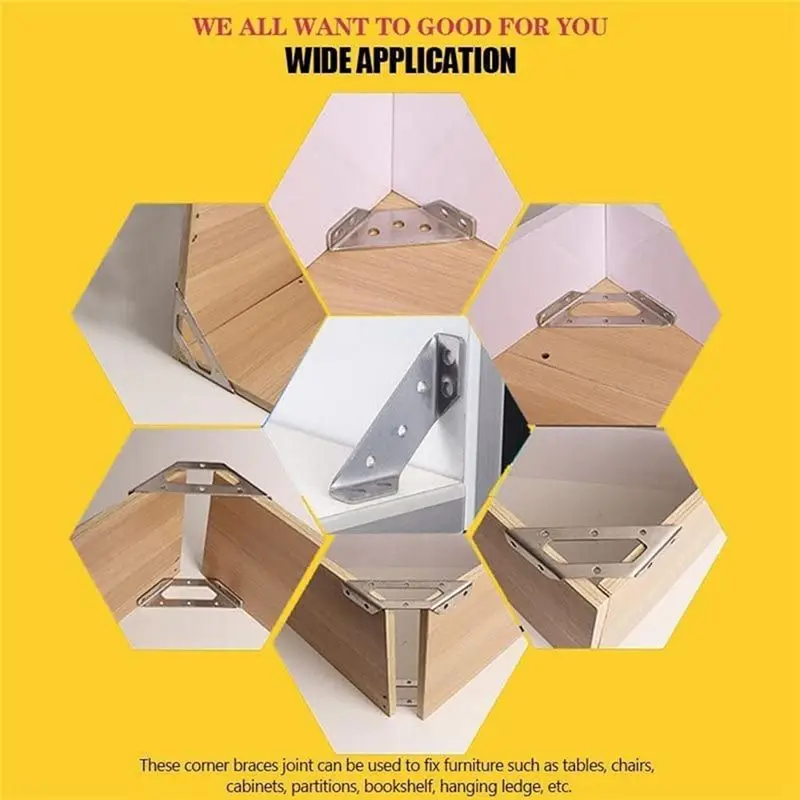 [NEWA76K!】 20 Piece Universal Furniture Corner Connector, Silver Angle Fasten Connector Furniture Triangle Support Frame