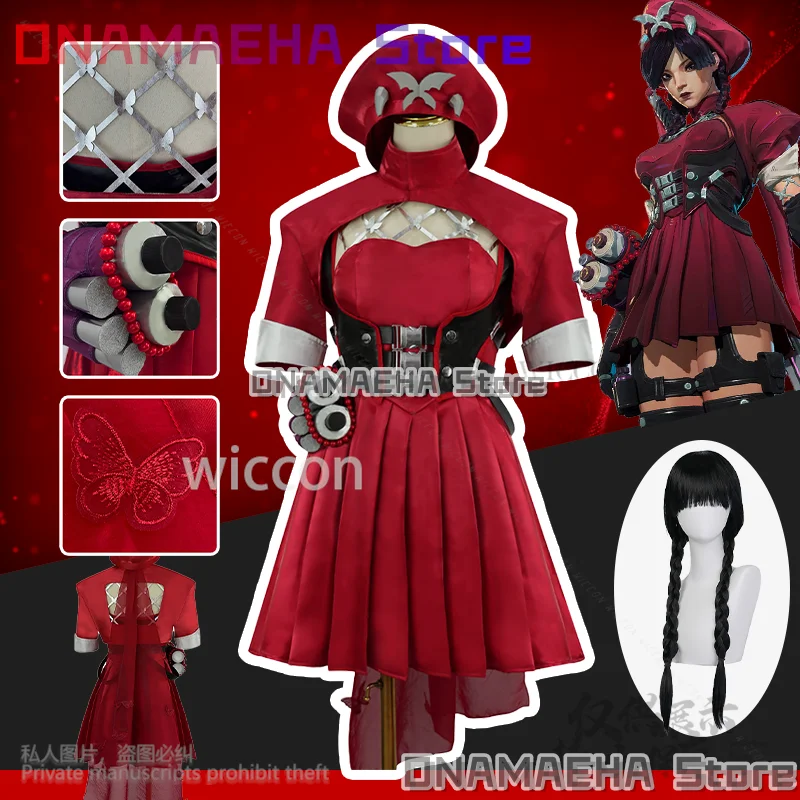 

Аниме Psylocke Blood Kariudo Косплей Игра Rivals Костюм Красный Костюм Матроса Шляпа Сексуальное Платье Лолита Готический Двойной Хвост Ролевая Игра