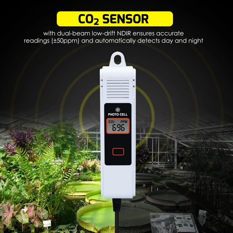 US Plug,CO2 Meter Controller Detector Air Quality Dual-Output With NDIR Sensor Human Plant Mode For Greenhouse Etc