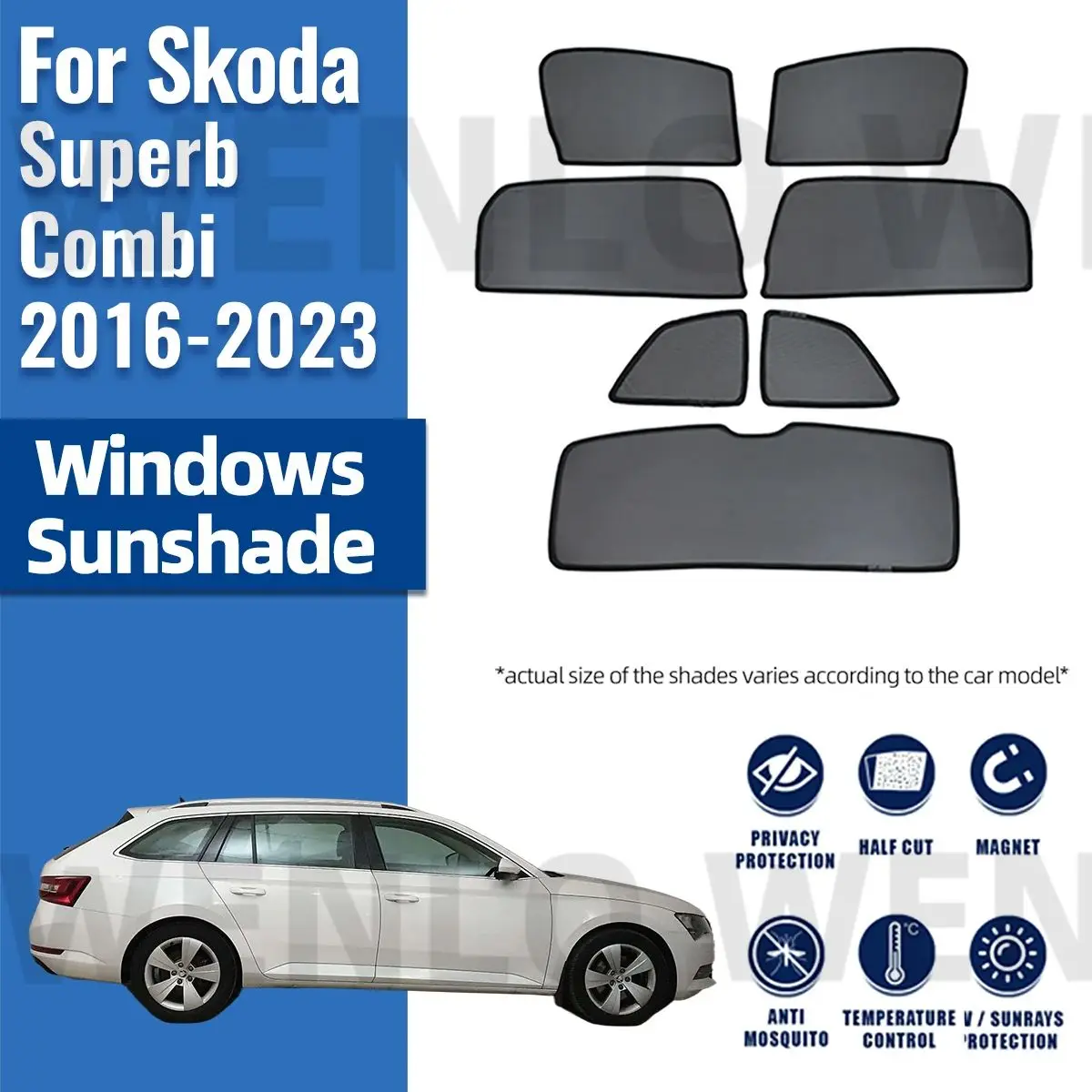 For Skoda Superb Combi 2016-2023 Magnetic Car Window Curtains Solar Sunshield Shadow Mesh Glass Shading Sun Protection