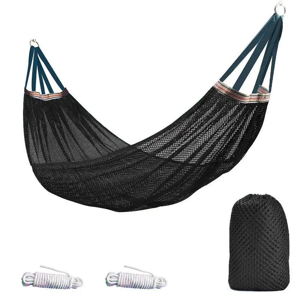 Portable Thickened Nylon Rope Hammock Indoor Outdoor Mesh Hammock Swing Chair Durable Comfortable for Garden Camping Patio image 6