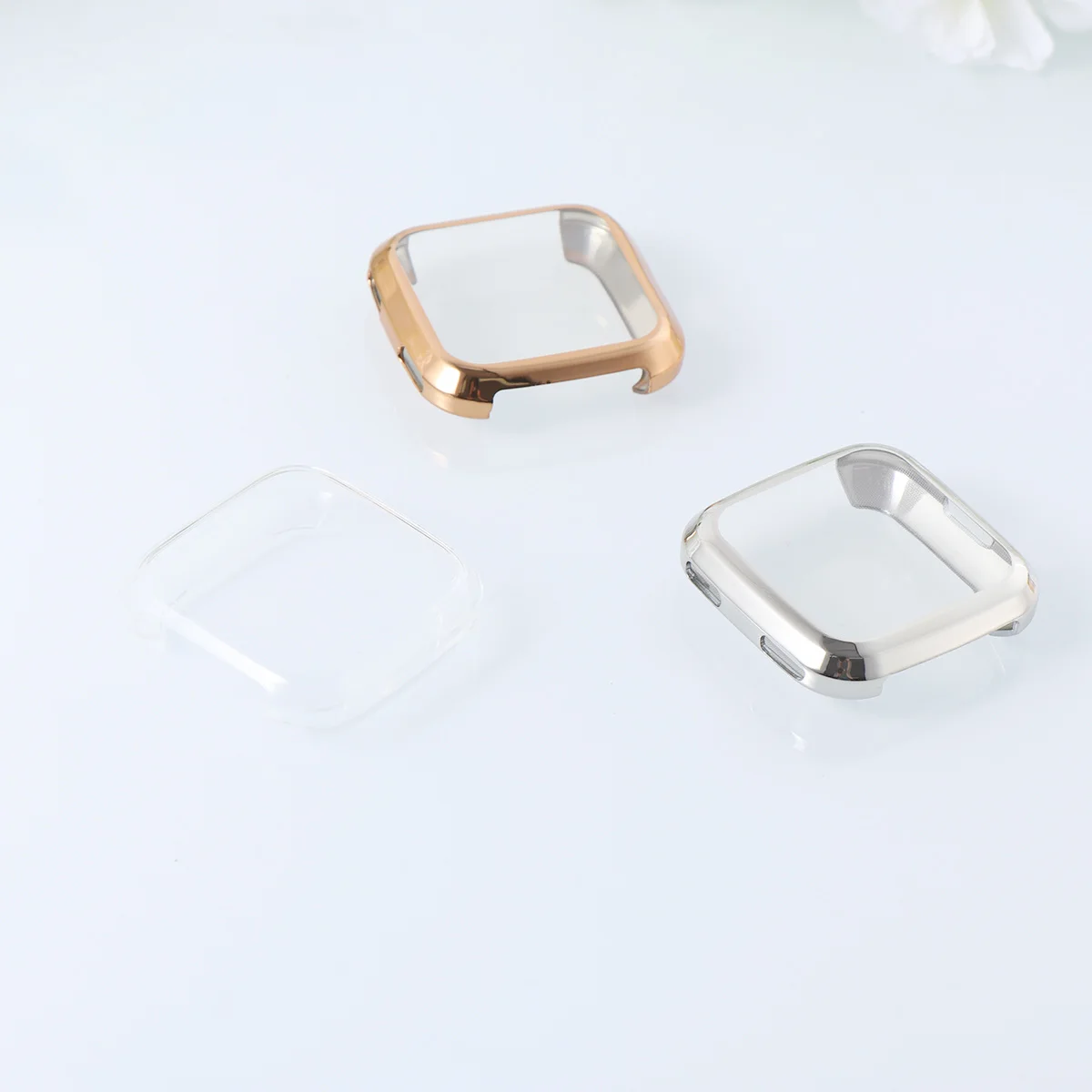 3 ชิ้น Tpu หนาทนทานป้องกันรอยขีดข่วนฝาครอบป้องกันสำหรับนาฬิกาอัจฉริยะเข้ากันได้กับฟิตบิท(สีเงินใสโรส