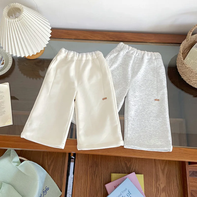 

UNITIM Toddler Girl Pant 2026 Spring Kids Baby Girl Wide Leg Pant Elastic Waist Newborn Girls Straight Leg Pant Solid Color Pant